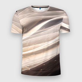 Мужская футболка 3D Slim с принтом Абстрактные волны и огни бесконечности , 100% полиэстер с улучшенными характеристиками | приталенный силуэт, круглая горловина, широкие плечи, сужается к линии бедра | 