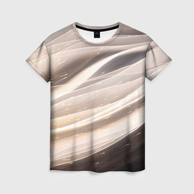 Женская футболка 3D с принтом Абстрактные волны и огни бесконечности , 100% полиэфир ( синтетическое хлопкоподобное полотно) | прямой крой, круглый вырез горловины, длина до линии бедер | 