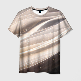 Мужская футболка 3D с принтом Абстрактные волны и огни бесконечности , 100% полиэфир | прямой крой, круглый вырез горловины, длина до линии бедер | 
