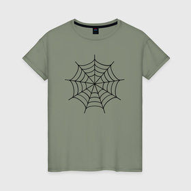 Женская футболка хлопок с принтом Круглая и ровная паутина паука в Тюмени, 100% хлопок | прямой крой, круглый вырез горловины, длина до линии бедер, слегка спущенное плечо | 