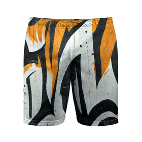 Мужские шорты спортивные с принтом Тигриный камуфляж в стиле граффити в Тюмени,  |  | Тематика изображения на принте: 