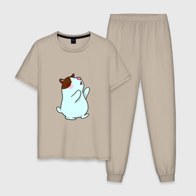 Мужская пижама хлопок с принтом Лунный хомяк , 100% хлопок | брюки и футболка прямого кроя, без карманов, на брюках мягкая резинка на поясе и по низу штанин
 | 