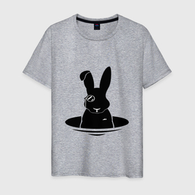 Мужская футболка хлопок с принтом Кролик с моноклем в Курске, 100% хлопок | прямой крой, круглый вырез горловины, длина до линии бедер, слегка спущенное плечо. | 
