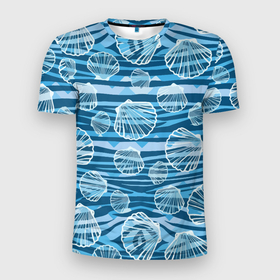 Мужская футболка 3D Slim с принтом Паттерн из створок ракушки   океан в Санкт-Петербурге, 100% полиэстер с улучшенными характеристиками | приталенный силуэт, круглая горловина, широкие плечи, сужается к линии бедра | 