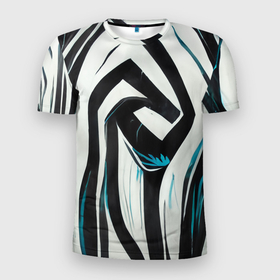 Мужская футболка 3D Slim с принтом Цифровой окрас зебры в Курске, 100% полиэстер с улучшенными характеристиками | приталенный силуэт, круглая горловина, широкие плечи, сужается к линии бедра | 