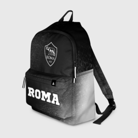 Рюкзак 3D с принтом Roma sport на темном фоне: символ, надпись в городе Новоалтайск, 100% полиэстер | лямки с регулируемой длиной, сверху петелька, чтобы рюкзак можно было повесить на вешалку. Основное отделение закрывается на молнию, как и внешний карман. Внутри два дополнительных кармана, один из которых закрывается на молнию. По бокам два дополнительных кармашка | 