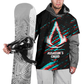Накидка на куртку 3D с принтом Assassins Creed в стиле glitch и баги графики на темном фоне в Кировске, 100% полиэстер |  | Тематика изображения на принте: 