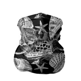 Бандана-труба 3D с принтом Композиция из ракушек, кораллов и морских звёзд в Екатеринбурге, 100% полиэстер, ткань с особыми свойствами — Activecool | плотность 150‒180 г/м2; хорошо тянется, но сохраняет форму | 