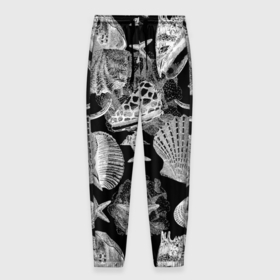 Мужские брюки 3D с принтом Композиция из ракушек, кораллов и морских звёзд в Санкт-Петербурге, 100% полиэстер | манжеты по низу, эластичный пояс регулируется шнурком, по бокам два кармана без застежек, внутренняя часть кармана из мелкой сетки | 