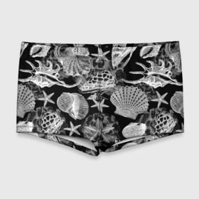 Мужские купальные плавки 3D с принтом Композиция из ракушек, кораллов и морских звёзд , Полиэстер 85%, Спандекс 15% |  | 