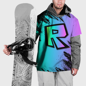Накидка на куртку 3D с принтом Roblox neon logo в Санкт-Петербурге, 100% полиэстер |  | Тематика изображения на принте: 