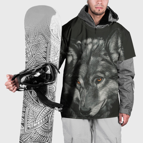 Накидка на куртку 3D с принтом Серый мудрый волк в Белгороде, 100% полиэстер |  | 