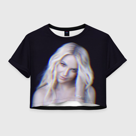 Женская футболка Crop-top 3D с принтом Britney Spears Glitch в Кировске, 100% полиэстер | круглая горловина, длина футболки до линии талии, рукава с отворотами | 