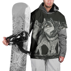 Накидка на куртку 3D с принтом Три волка в Тюмени, 100% полиэстер |  | 