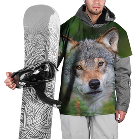 Накидка на куртку 3D с принтом Волк на фоне зелени в Белгороде, 100% полиэстер |  | Тематика изображения на принте: 
