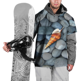 Накидка на куртку 3D с принтом Одинокая ракушка среди морских камней в Новосибирске, 100% полиэстер |  | 