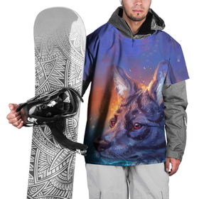 Накидка на куртку 3D с принтом Замерзший волк зимой в Петрозаводске, 100% полиэстер |  | 