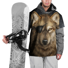 Накидка на куртку 3D с принтом Одноглазый волк   пират в Тюмени, 100% полиэстер |  | 