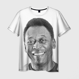 Мужская футболка 3D с принтом Пеле ч б портрет в Тюмени, 100% полиэфир | прямой крой, круглый вырез горловины, длина до линии бедер | 