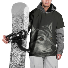 Накидка на куртку 3D с принтом Спокойный серый  волк в Белгороде, 100% полиэстер |  | 
