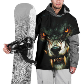 Накидка на куртку 3D с принтом Злой волк с длинными клыками в Петрозаводске, 100% полиэстер |  | Тематика изображения на принте: 