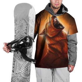 Накидка на куртку 3D с принтом Огненный волк в Петрозаводске, 100% полиэстер |  | Тематика изображения на принте: 