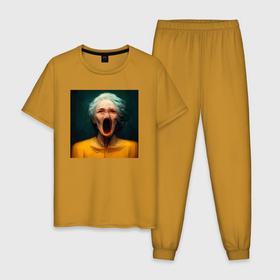 Мужская пижама хлопок с принтом Портрет ужасной бабушки в Курске, 100% хлопок | брюки и футболка прямого кроя, без карманов, на брюках мягкая резинка на поясе и по низу штанин
 | 