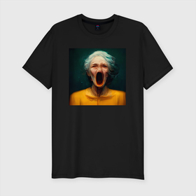 Мужская футболка хлопок Slim с принтом Портрет ужасной бабушки в Курске, 92% хлопок, 8% лайкра | приталенный силуэт, круглый вырез ворота, длина до линии бедра, короткий рукав | 