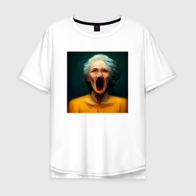 Мужская футболка хлопок Oversize с принтом Портрет ужасной бабушки в Курске, 100% хлопок | свободный крой, круглый ворот, “спинка” длиннее передней части | 