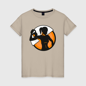 Женская футболка хлопок с принтом Фитоняшка в Санкт-Петербурге, 100% хлопок | прямой крой, круглый вырез горловины, длина до линии бедер, слегка спущенное плечо | 