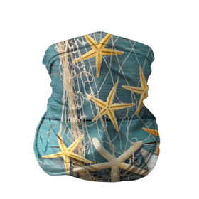 Бандана-труба 3D с принтом Натюрморт из сети, морских звёзд и ракушек   лето в Белгороде, 100% полиэстер, ткань с особыми свойствами — Activecool | плотность 150‒180 г/м2; хорошо тянется, но сохраняет форму | 