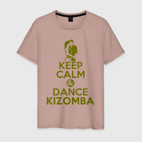 Мужская футболка хлопок с принтом Сохраняй спокойствие и танцуй кизомбу в Санкт-Петербурге, 100% хлопок | прямой крой, круглый вырез горловины, длина до линии бедер, слегка спущенное плечо. | 