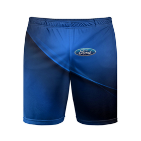 Мужские шорты спортивные с принтом ford   синяя абстракция ,  |  | 