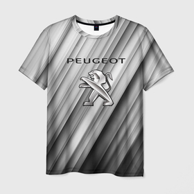 Мужская футболка 3D с принтом Peugeot   светла серая абстракция в Тюмени, 100% полиэфир | прямой крой, круглый вырез горловины, длина до линии бедер | 