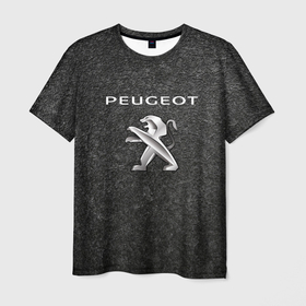 Мужская футболка 3D с принтом Peugeot   гранулы Асфальта абстракция в Белгороде, 100% полиэфир | прямой крой, круглый вырез горловины, длина до линии бедер | 