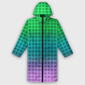 Мужской дождевик 3D с принтом Gradient lilac green plaid в Кировске,  |  | 