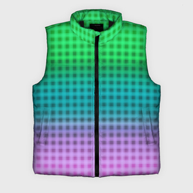 Мужской жилет утепленный 3D с принтом Gradient lilac green plaid в Тюмени,  |  | 