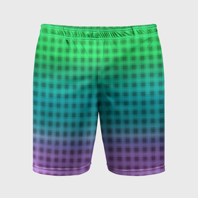 Мужские шорты спортивные с принтом Gradient lilac green plaid ,  |  | 