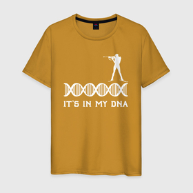 Мужская футболка хлопок с принтом Биатлон в моем ДНК в Екатеринбурге, 100% хлопок | прямой крой, круглый вырез горловины, длина до линии бедер, слегка спущенное плечо. | 