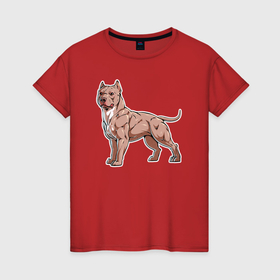 Женская футболка хлопок с принтом Американский пёс булли в Тюмени, 100% хлопок | прямой крой, круглый вырез горловины, длина до линии бедер, слегка спущенное плечо | 