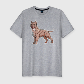 Мужская футболка хлопок Slim с принтом Американский пёс булли в Белгороде, 92% хлопок, 8% лайкра | приталенный силуэт, круглый вырез ворота, длина до линии бедра, короткий рукав | Тематика изображения на принте: 