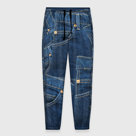Мужские брюки 3D с принтом Джинсовка jeans в Тюмени, 100% полиэстер | манжеты по низу, эластичный пояс регулируется шнурком, по бокам два кармана без застежек, внутренняя часть кармана из мелкой сетки | 