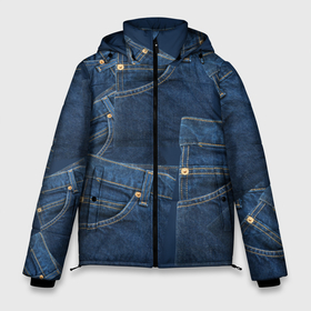 Мужская зимняя куртка 3D с принтом Джинсовка jeans в Петрозаводске, верх — 100% полиэстер; подкладка — 100% полиэстер; утеплитель — 100% полиэстер | длина ниже бедра, свободный силуэт Оверсайз. Есть воротник-стойка, отстегивающийся капюшон и ветрозащитная планка. 

Боковые карманы с листочкой на кнопках и внутренний карман на молнии. | Тематика изображения на принте: 