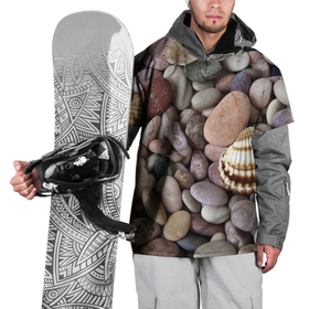 Накидка на куртку 3D с принтом Морские камни и ракушки в Новосибирске, 100% полиэстер |  | Тематика изображения на принте: 