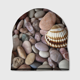 Шапка 3D с принтом Морские камни и ракушки , 100% полиэстер | универсальный размер, печать по всей поверхности изделия | 