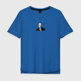 Мужская футболка хлопок Oversize с принтом Стив Джобс   фото в Петрозаводске, 100% хлопок | свободный крой, круглый ворот, “спинка” длиннее передней части | Тематика изображения на принте: 