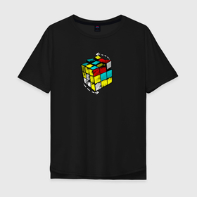 Мужская футболка хлопок Oversize с принтом Кубик Рубика , 100% хлопок | свободный крой, круглый ворот, “спинка” длиннее передней части | 