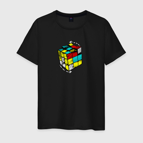 Мужская футболка хлопок с принтом Кубик Рубика в Екатеринбурге, 100% хлопок | прямой крой, круглый вырез горловины, длина до линии бедер, слегка спущенное плечо. | 