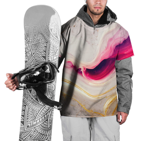 Накидка на куртку 3D с принтом Золотые и розовые мраморные узоры , 100% полиэстер |  | 