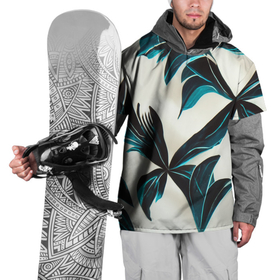 Накидка на куртку 3D с принтом Листья тропические тёмно синие в Курске, 100% полиэстер |  | Тематика изображения на принте: 